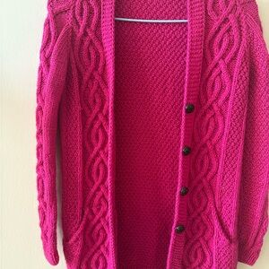 Women's Pink Cable Knit Cardigan